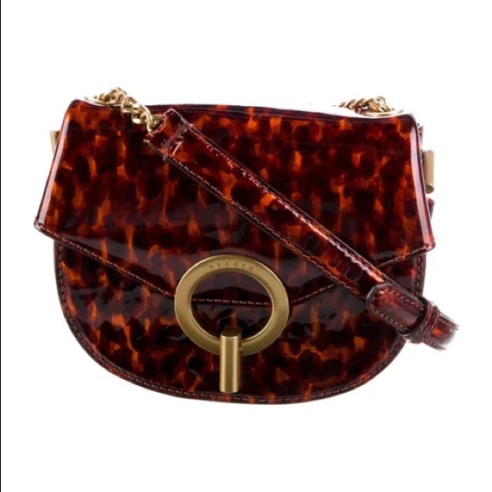 Sandro Pepita Crossbody Patent Leather Handbag